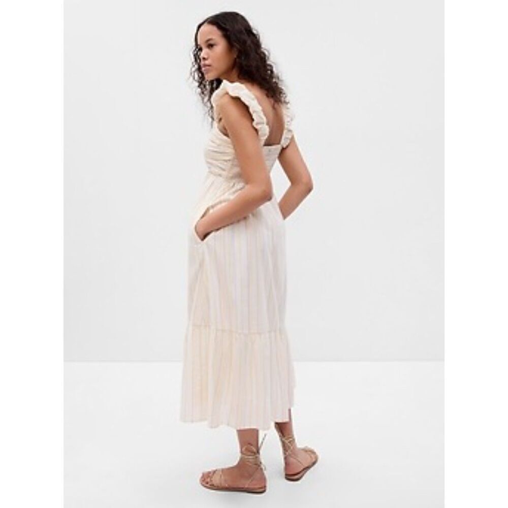 NEW Gap Ruched Tiered Striped Midi Dress Size XXL - Picture 2 of 11